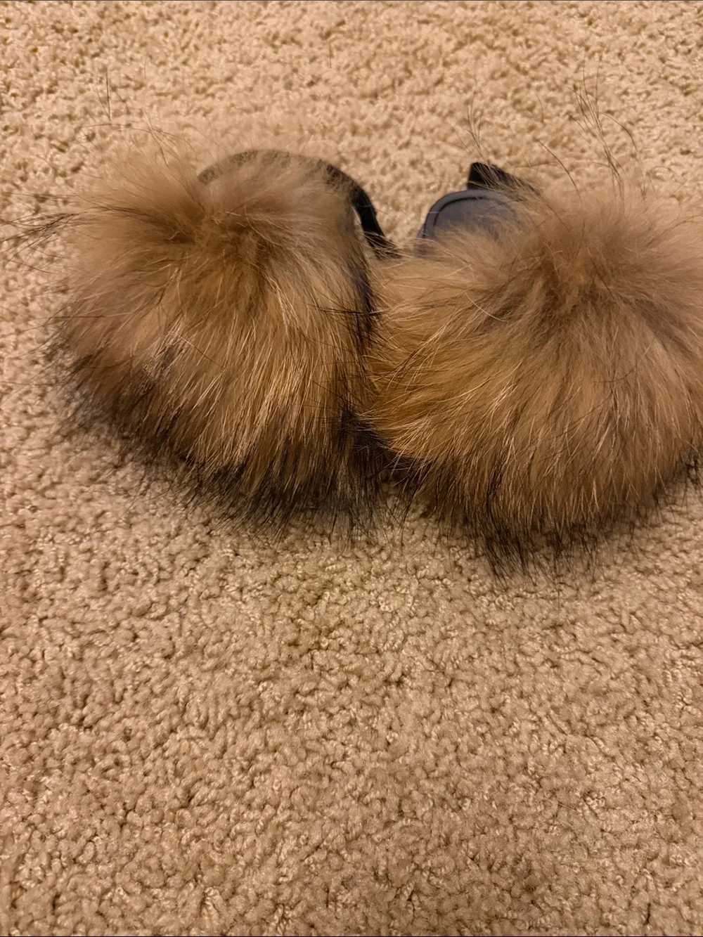 Kids Faux Fur Slippers in Brown - Cozy Slide Sandals